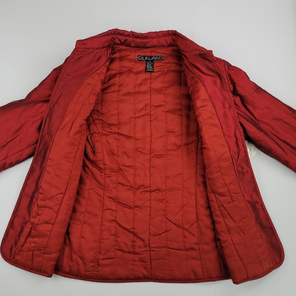 Silkland Silk Embellished Womens Quilted Jacket Coat Sz Medium - Picture 11 of 16